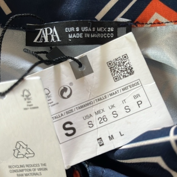 Zara geometric lightweight long sleeve button front tunic mini dress NWT size S - Picture 5 of 5